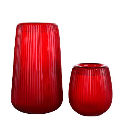 China High Fashion Murano Glass Home Decor Stocked Red Glass Flower Vases Large For Centerpieces for sale