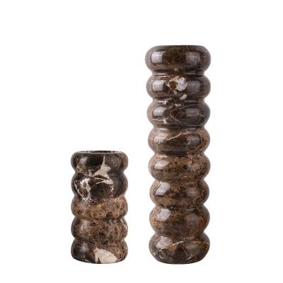 China Interior Decorations Modern Premium Home Decoration Ornaments Brown Antique Natural Stone Flower Vase for sale