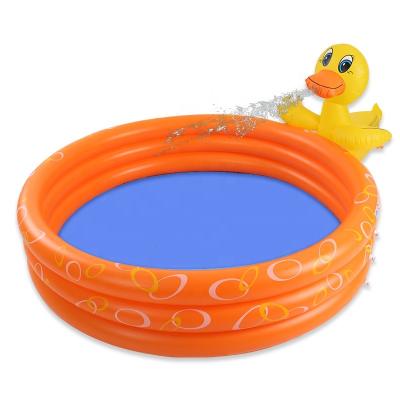 China 3+ Yrs Duck PVC Inflatable Splash Sprinkler Kiddie Pool for Kids Toddlers Baby for sale