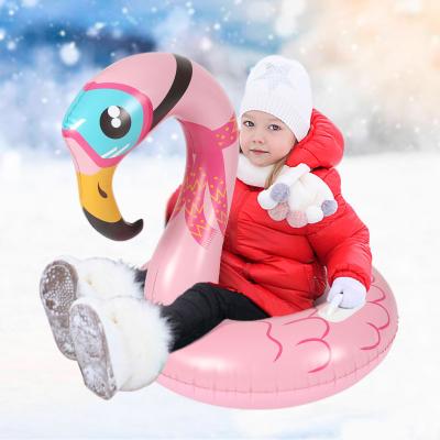 China Outdoor Play 2022 Factory Wholesaled Customization OEM Inflatable Snow Toys Skiing Snow Flamingo Tube Inflatable Sledge for sale