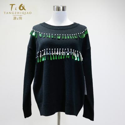 China Anti-Shrink Round neck  Sequined sweaters for women winter for sale