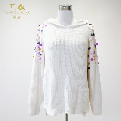 China Anti-Shrink wholesale autumn women's soft material  long sleeve knitted hood pullover sweater for sale