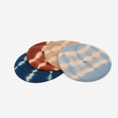 China 2022 New Hot Sale Eco-friendly Tie Dye 100% Wool Customized Soft Women's Berets Various Colors for sale