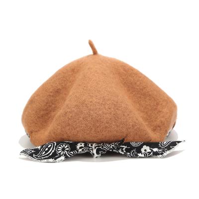 China 2022 Eco-Friendly New Style Wholesale Customized Ladies Wool Beret With Bow for sale