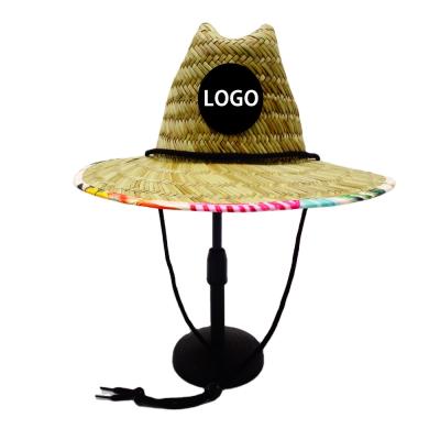 China 2022 Custom Logo Toddler Girl Flower Eco-friendly Print UV Protect Breathable Natural Grass Baby Beach Hat for sale