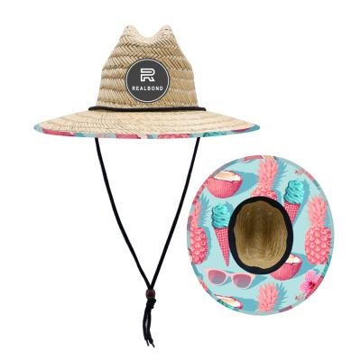 China 2022 Trendy Printed Feminine Women Eco-friendly Ice Cream Sombrero Island Holiday Straw Summer Beach Hat for sale