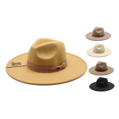 China Eco-Friendly Fashion Winter Classic Bowknot Decorate Europe Extra Large Brim Fedora Unisex Wide Brim Felt for sale