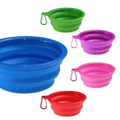 China Pet Viable Silicone Collapsible Bowl with Carabiner, 350ml Dog Bowl, Travel Portable Collapsible Expandable Bowl for sale