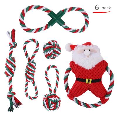 China Viable Wholesale Rope Toy Cotton Rope Dog Chew Toy Set, Interactive Dog Christmas Dog Toys for sale