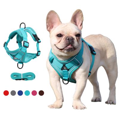 China Wholesale Custom Padded Outdoor Reflective Breathable Dog Harness With Leashes for sale