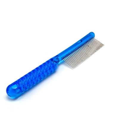 China Pet Grooming Tool Flea Removal Stocked Lice Comb With Non-slip ABS Plastic Handle for sale