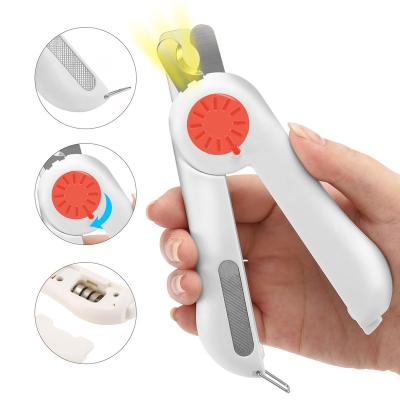 China Stocked Sharp Nail Clippers, Automatic Flashlight Pet Grooming Pet Nail Claw Stainless Steel TPR PP Cat Dog Clippers for sale