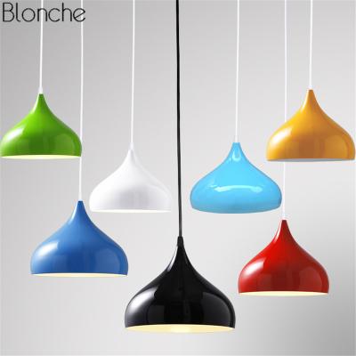 China Modern LED Squash Hang Lamp E27 Light For Home Nordic Colorful Aluminum Pendant Lights Living Room Restaurant Bedroom Lighting Fixtures for sale