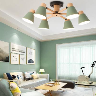 China Gray Nordic Nature Wood White Green Lamps E27 Modern Sconce Holder Metal Decor Living Room Bedroom Chandelier for sale