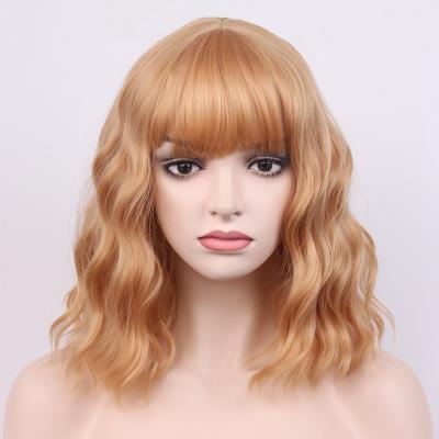 China Original Pure Natural Hair Yellow Short Curly Wig For Women Synthetic Hair Wigs 8