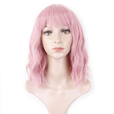 China Pure Original Natural Hair Pink Wavy Wig For Synthetic Hair Women Wigs 14