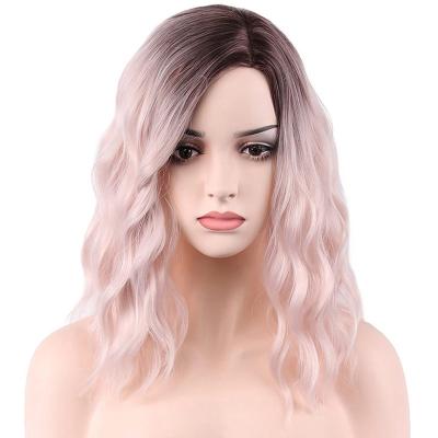 China Pure Original Natural Hair Light Pink Short Curly Wig For Women Synthetic Hair Wigs 14