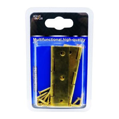 China Modern Packaging Can Be Customized Copper-plated Hinge With Screws Household Hardware Accessories Gold Hinge For Supermarket Monopoly for sale