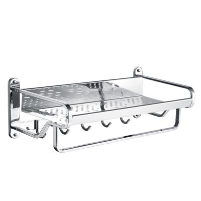 China Hotel Wall Mounted 304 Stainless Steel Towel Rack Hanger Rack With Plate for sale