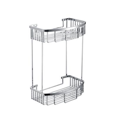 China Double Tier Bathroom Metal Bathroom Wire Locker Shelf Stainless Steel Shower Trolley for sale