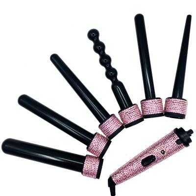 China Deluxe Bling 6 in 1 Pink Interchangeable Curling Iron Magic Wands Sets for sale