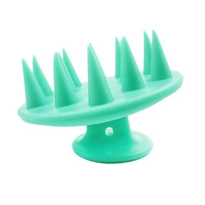 China Amazon Success Waterproof Custom All Silicone Green Hair Scalp Massager Shampoo Brush With Handle for sale