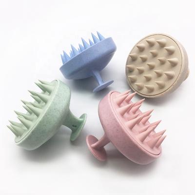 China Waterproof Private Logo Shampoo Brush Slicone Hair Scalp Massager Biodegradable Wheat Straw Hair for sale