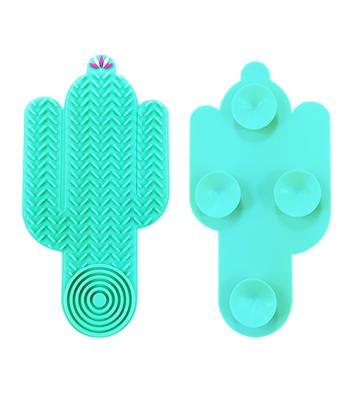 China For Home Use Silicone Cactus Pad Wash Pad Custom Makeup Brush Cleaning Mat With Suction Cup for sale