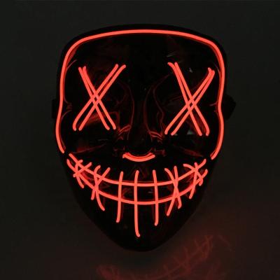 China Purge Scary PVC V Devil Cosplay Face Halloween LED Mask Neon Light EL Wire LED Mask For Party for sale