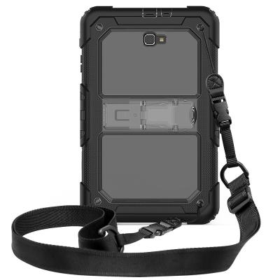 China Shockproof Rugged Silicone Pad Case With Four Corners Pad Bracket Shoulder Strap For T580 T515 10.1 Case For Kids Use for sale