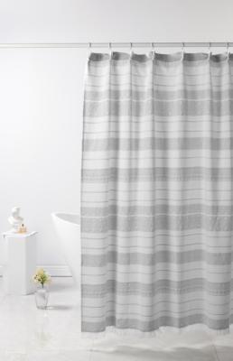 China Polyester Cotton Jacquard Shower Curtain Grey Striped Shower Curtain for sale