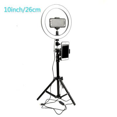 China Mini Small USB 10 Inch 26cm Phone Holder 18W Makeup Ring Light Selfie Ring Light With Stand for sale