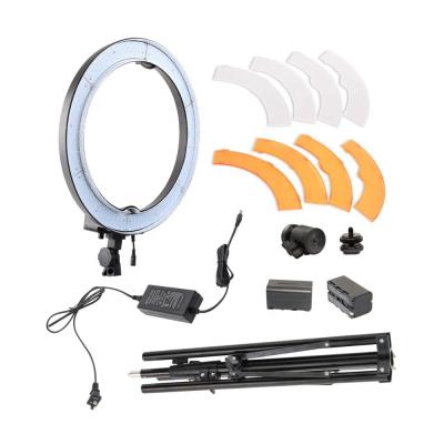 China PORTABLE Makeup Ring Light 18 Inch 55W Battery Operated Photographic Lighting Led Wick Lamp With Tripod Stand for sale