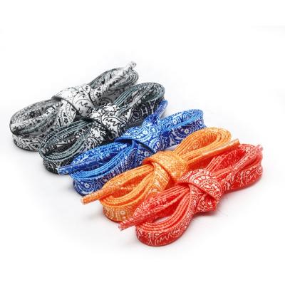 China New Round Flat Pattern Shoelaces Personality Sneakers Laces Double Sided Lit Night Laces Ties for sale