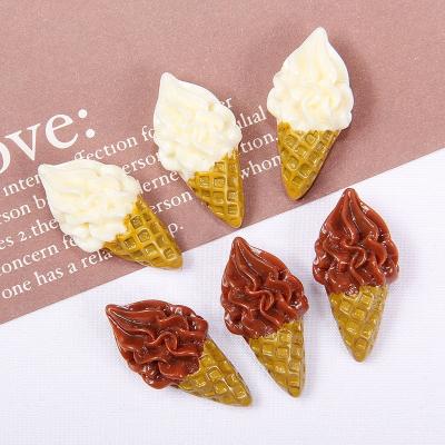 China Resin craft simulation artificial hot selling ice cream cone for kids hair mobile phone cream glue accessories for sale