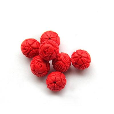 China Other Chinese Style Cinnabar Red Lacquer Round Ball Beads For Bracelet Anklet Chain Diy Jewelry Making Accessories for sale