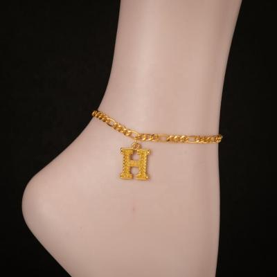 China Casual Gold Plated Initial Letter Anklet 18k Letter-Chain Stainless Steel Summer Bracelet/Sporty Anklet Chain Anklet For Women for sale