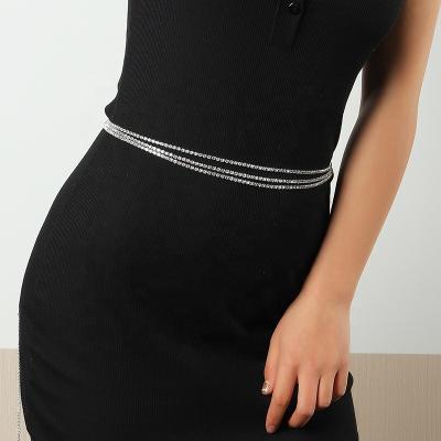 China CLASSIC Simple Shiny Multi Waist Layer Fashion Belt Rhinestone Dress Women Sexy Body Chain for sale