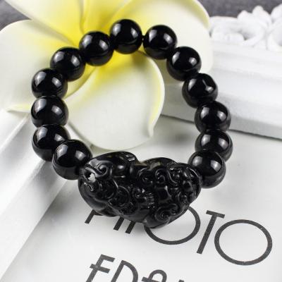 China Wholesale Vintage Charm Lucky Fortune Feng Shui Black /yellow/purple/pink Crysta Pixiu Bracelet for Men and Women for sale