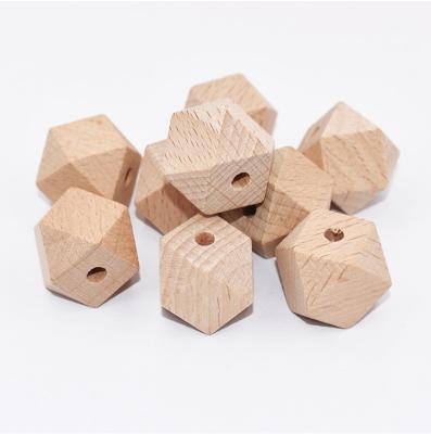 China Wooden Wooden Teething Beads Eco-friendly Natural Color Beech Skew Octagon Wooden Bead for sale