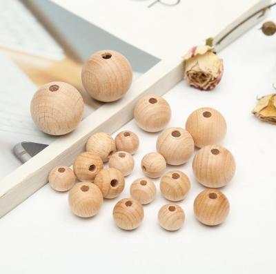 China Wholesale Natural Environmental 16MM Round Wooden Teether Beads For Jewelry Making Baby Beech Wood for sale