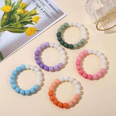 China Jewelry Bracelets Charm Cheap Acrylic Hand Dangling Bracelets For Couples Character Creative Elastic Bracelet Multicolor Lucky Bracelet for sale