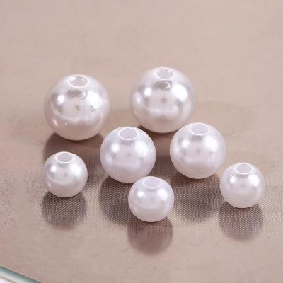 China DIY High Quality White Chimes 6mm 8mm 10mm 12mm 16mm Round Hole Straight ABS Pearl Plastic Imitation Beads For Jewelry Making for sale