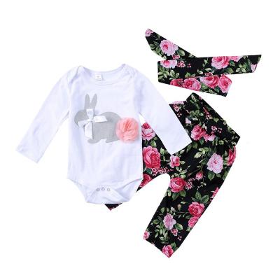 China Bunny Easter Long Sleeve Kids Jumpsuit Newborn Boy Girl Clothes Wholesale Infant Organic Cotton Baby Onesie Rompers For Toddlers for sale