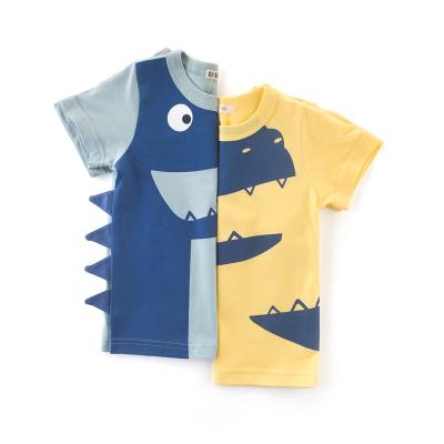 China Summer Children's Anti-pilling Tops Clothing Cotton Dinosaur Sleeve T-shirts Boys Short T-shirt for sale