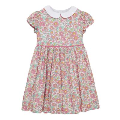 China Floral Short Sleeve Soft Cotton Collar Anti-wrinkle Print Turn-down Baby Casual Dresses for sale