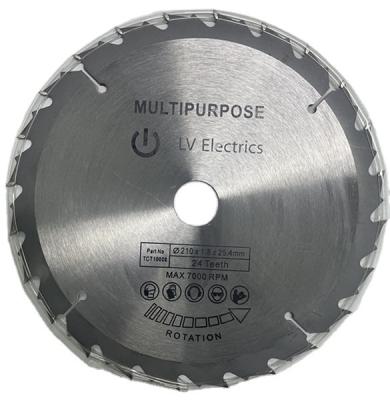 China 65Mn 8-1/4 Inch 210mm*1.8*25.4mm 24T T.C.T Circular Saw Blade For Cutting Wood for sale