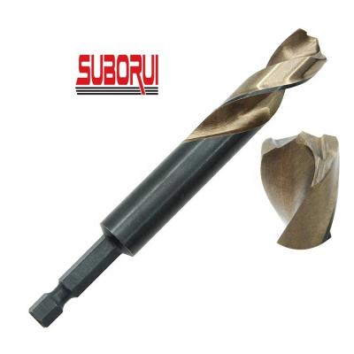 China HSS 6542 Hex Shank Fully Ground Amber And Black Twist Drill 1/4 Drilling Metal Bit Bit For Metal And Plastic for sale