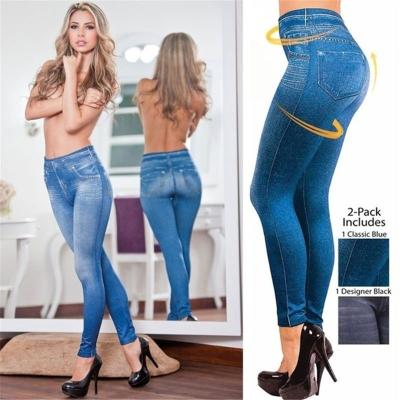 China European and American thin hip lift printing stretch denim fitness women's yoga pants anti-pilling pencil pants for sale