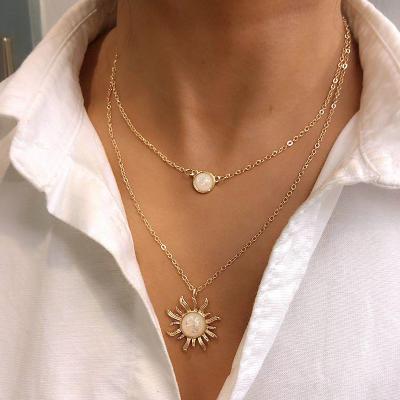 China YRSP YR791 French Sunflower Design Women's Fashion Opal Collarbone Chain Multilayer RE À LA MODE Necklace for sale